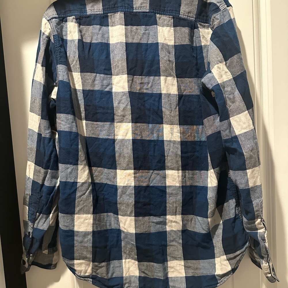 J.Crew Mens Authentic Workwear Dress Shirt Medium Blue Plaid Front Pocket Cotton - Picture 9 of 12